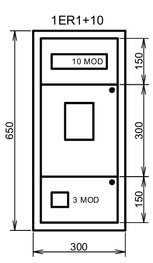 Elektroměrová rozvodnice 1ER1+10 s podružným jištěním max. 1x10 modulů